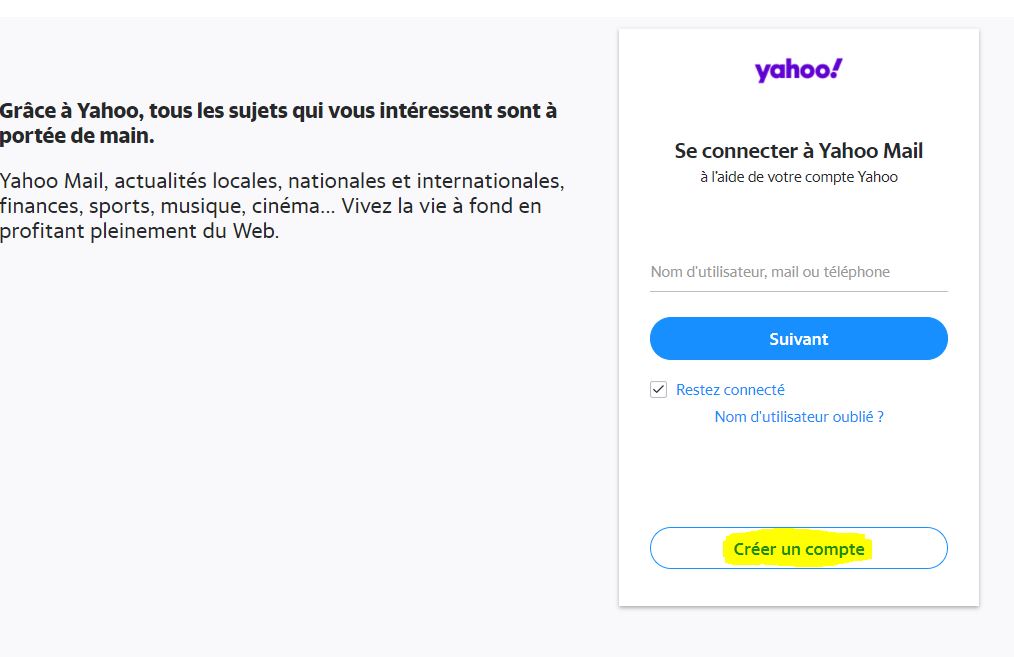 s'inscrire a yahoo mail gratuitement